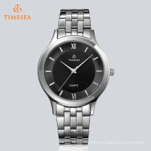 Timesea Preto Dial Quartzo De Prata Analog Homens Relógio 72628